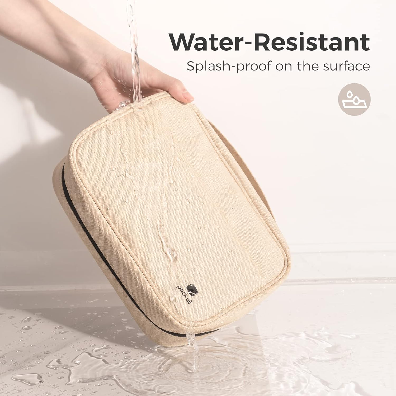 pack all Electronic Organizer Plus, Larger Capcity Cable Organizer Bag, Shockproof Carrying Case, Portable Cord Travel Organizer Storage Bag for Cables, Chargers, Phones, USB, SD Cards(Beige)